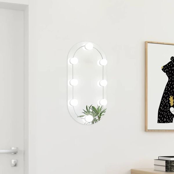 vidaXL Mirror with LED Lights 60x30 cm Glass Oval