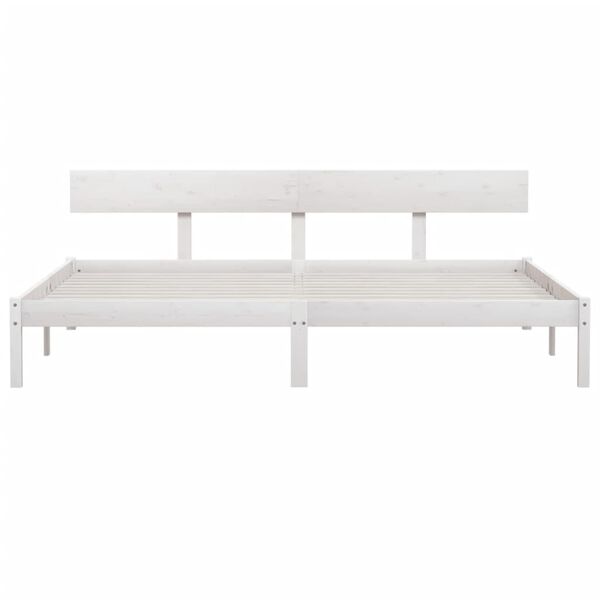 vidaXL Bed Frame without Mattress White Solid Wood Super King