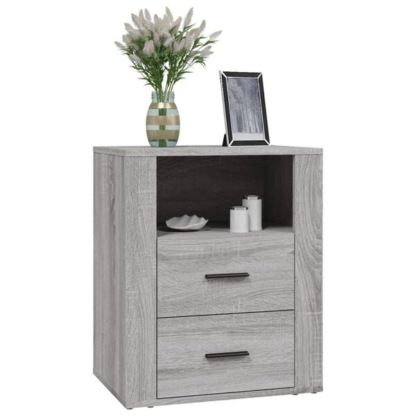 vidaXL Bedside Cabinet Grey Sonoma 50x36x60 cm Engineered Wood
