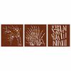vidaXL Garden Wall Decorations 3 pcs 55x55 cm Corten Steel Grass Design