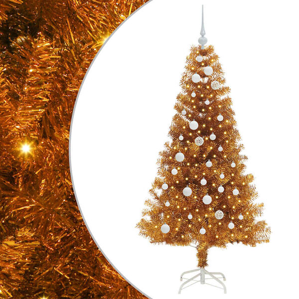 vidaXL Christmas Tree with 150 LEDs with Stand Gold 150 cm PET