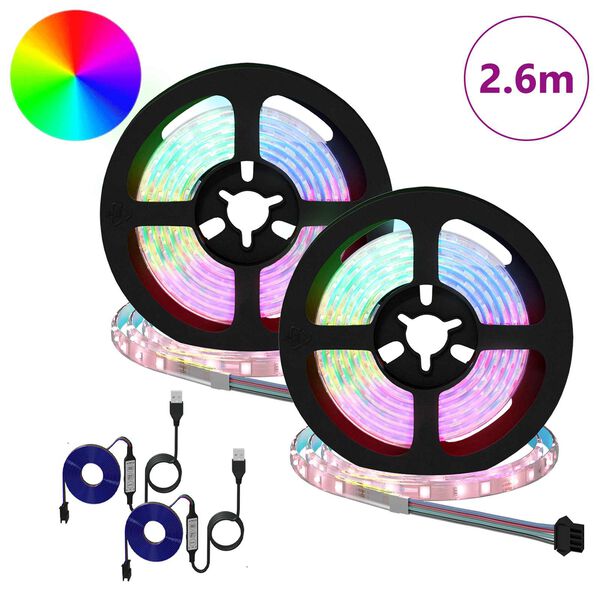 vidaXL LED Strip 2 pcs Black and Transparent 1300 mm