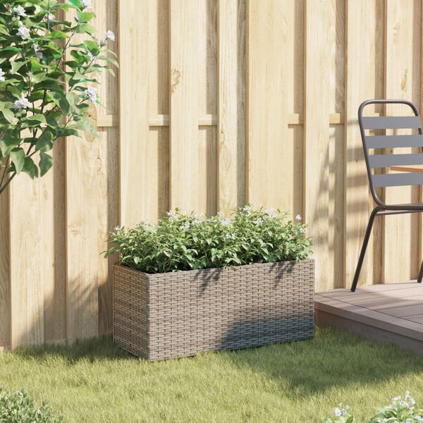 vidaXL Garden Planter with 2 Pots Grey 72x30x32 cm Poly Rattan