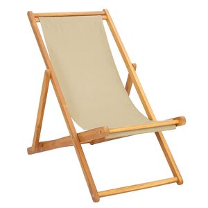 vidaXL Beach Chair Beige Solid Teak Wood