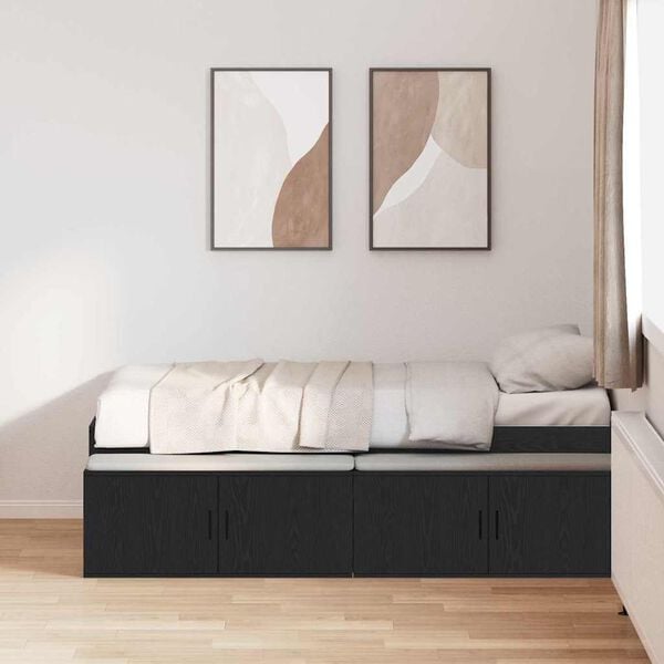 vidaXL Storage Bed Frame Black oak 100 x 200 cm Engineered wood