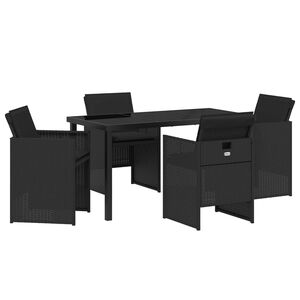 vidaXL Garden Dining Set 5 pcs Black Poly Rattan