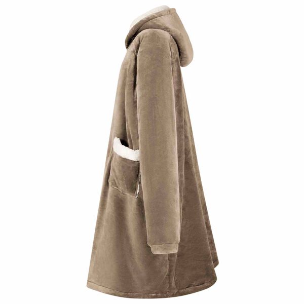 vidaXL Blanket Hoodie Camel 112 x 94 cm Fleece and Flannel