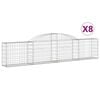 vidaXL Arched Gabion Baskets 8 pcs 300x30x60/80 cm Galvanised Iron