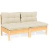 vidaXL 2-Seater Garden Sofa with Cream Cushions Solid Pinewood