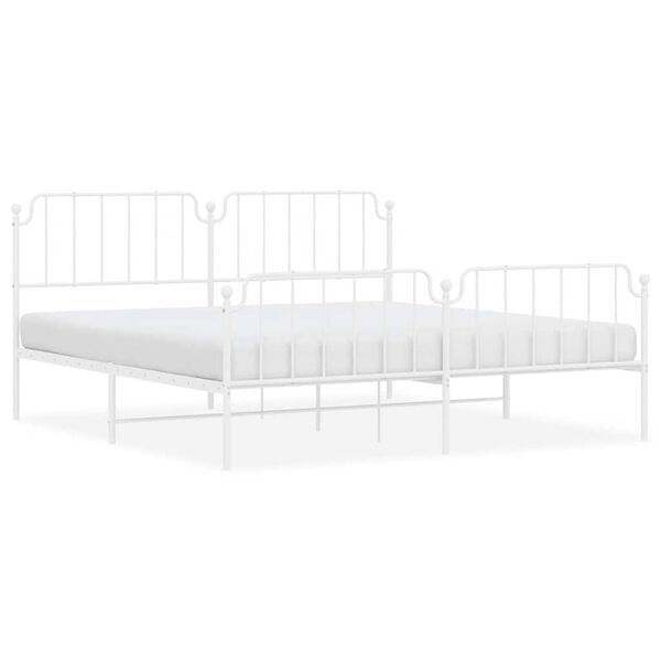 vidaXL Metal Bed Frame without Mattress with Footboard White 193x203cm