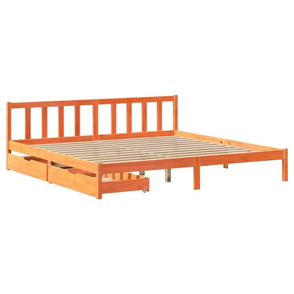 vidaXL Bed Frame without Mattress Wax Brown 200x200 cm Solid Wood Pine