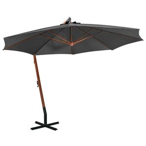 vidaXL Hanging Garden Parasol with Pole Anthracite 3,5x2,9 m Solid Fir Wood