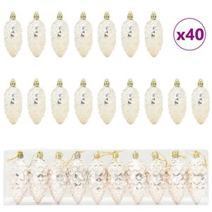 vidaXL Christmas Pine Cone Ball 40 pcs LEDs Champagne 4 x 9 cm Plastic