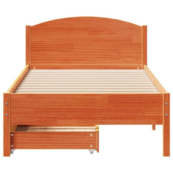 vidaXL Bed Frame without Mattress Wax Brown 90x200 cm Solid Wood Pine