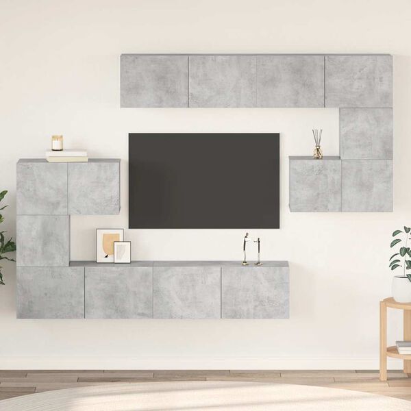 vidaXL 8 Piece TV Cabinet Set Concrete Grey Engineered Wood