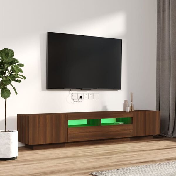 vidaXL 2 Piece TV Cabinet Set with LED Lights Brown Oak Engineered Wood
