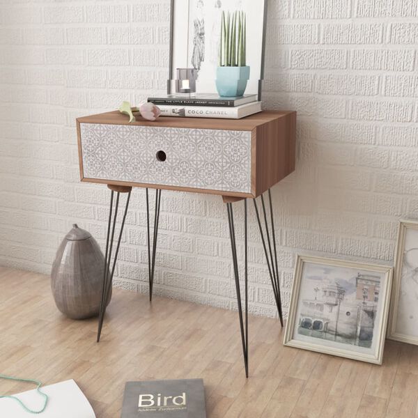 vidaXL Nightstand with 1 Drawer Rectangular Brown