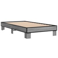 vidaXL Bed Frame Grey Sonoma 75x190 cm Small Single Engineered Wood and Metal