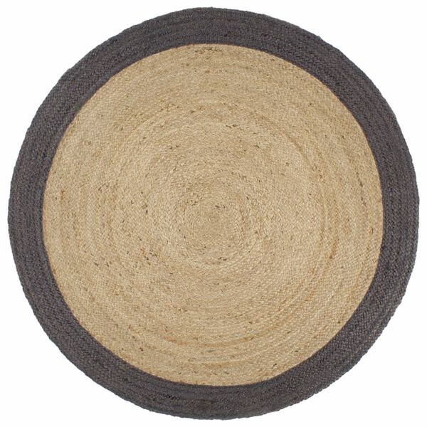 vidaXL Handmade Rug Jute with Dark Grey Border 240 cm
