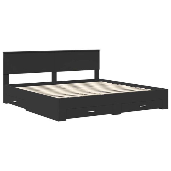 vidaXL Bed Frame Black and Silver 200 x 200 cm Engineered Wood