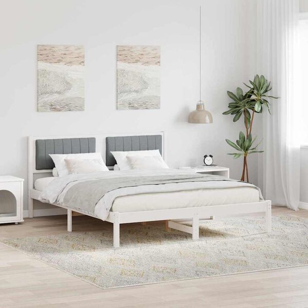 vidaXL Bed Frame with Upholstered Headboard Light Grey 150 x 200 cm