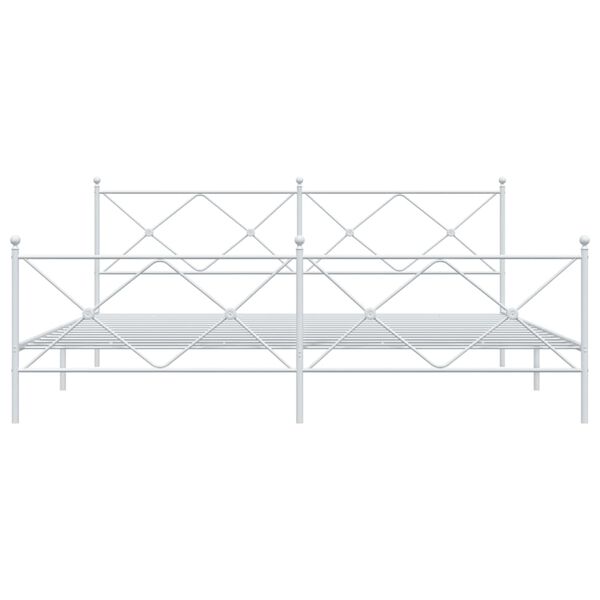 vidaXL Metal Bed Frame without Mattress with Footboard White 193x203cm