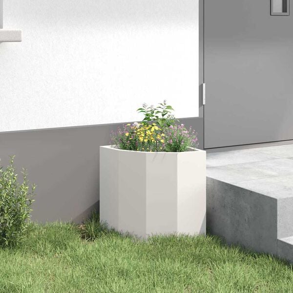 vidaXL Corner Planter White 30 x 30 x 35 cm Steel