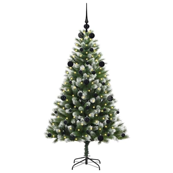 vidaXL Artificial Hinged Christmas Tree with Flocked Snow 150 cm