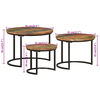 vidaXL Nesting Tables 3 pcs Solid Wood Reclaimed