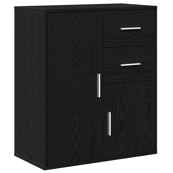 vidaXL Sideboard with Drawer Black Oak 60 x 31 x 70 cm Engineered Wood