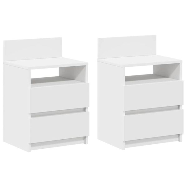 vidaXL Bedside Cabinets 2 pcs with 2 Drawers White 40x33x60 cm