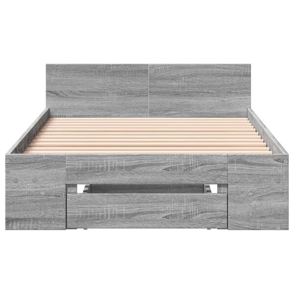 vidaXL Bed Frame with Drawer without Mattress Grey Sonoma 90x190 cm Single