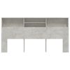 vidaXL Headboard Cabinet Concrete Grey 200x19x103.5 cm