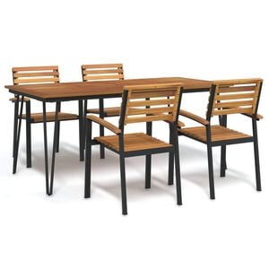 vidaXL 5 Piece Garden Dining Set Solid Wood Acacia and Metal