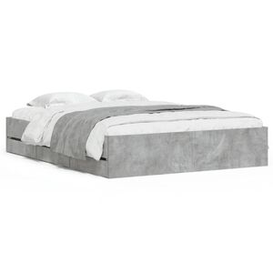 vidaXL Bed Frame with Drawers without Mattress Concrete Grey 140x200 cm