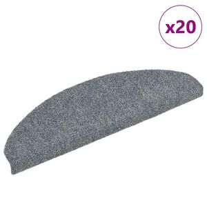 vidaXL Stair Mats Self-adhesive 20 pcs 65x21x4 cm Light Grey Half Round Large