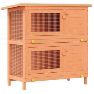 vidaXL Outdoor Rabbit Hutch Small Animal House Pet Cage 4 Doors Wood