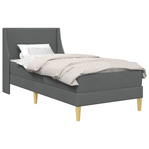 vidaXL Bed Frame with Mattress Dark Grey 90 x 190 cm Fabric