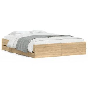 vidaXL Bed Frame with Drawers without Mattress Sonoma Oak 140x190 cm