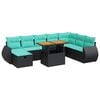 vidaXL 9 Piece Garden Sofa Set with Cushions Brown Poly Rattan Acacia