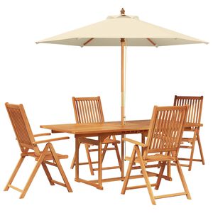 vidaXL Outdoor Dining Set with Parasol 6 pcs Cream White and Natural