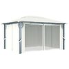 vidaXL Gazebo with Curtain&LED String Lights 4x3 m Cream Aluminium