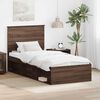 vidaXL Bed Frame with Headboard Brown Oak 90 x 200 cm Solid Pine Wood