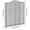 vidaXL Arched Gabion Basket 200x30x220/240 cm Galvanised Iron