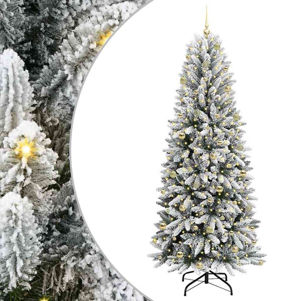 vidaXL Artificial Christmas Tree with 300 LEDs with Stand White 240 cm