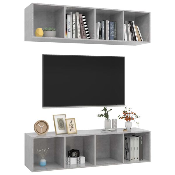 vidaXL Wall-mounted TV Cabinets 2 pcs Concrete Grey Engineered Wood