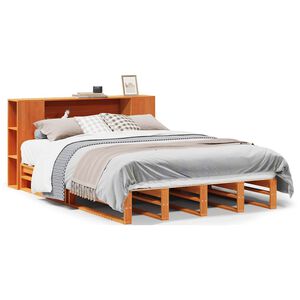 vidaXL Bookcase Bed without Mattress Wax Brown 150x200 cm Solid Wood