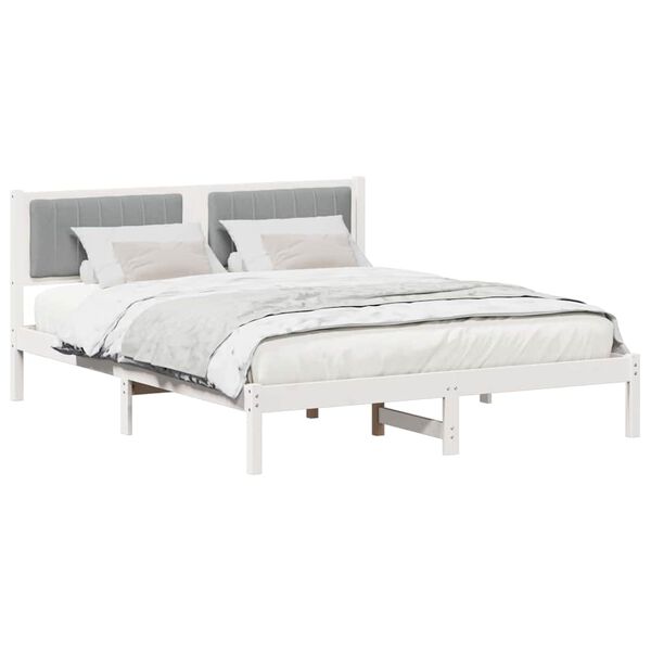 vidaXL Bed Frame with Upholstered Headboard Light Grey 150 x 200 cm