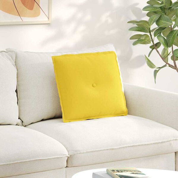 vidaXL Back Pillow Light Yellow 50 x 19 x 45 cm Fabric