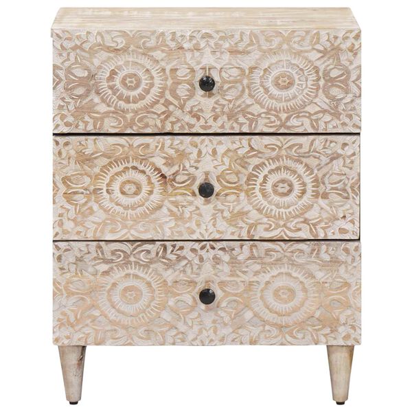 vidaXL Bed cabinet with Drawer White 50 x 33 x 60 cm Solid Mango Wood